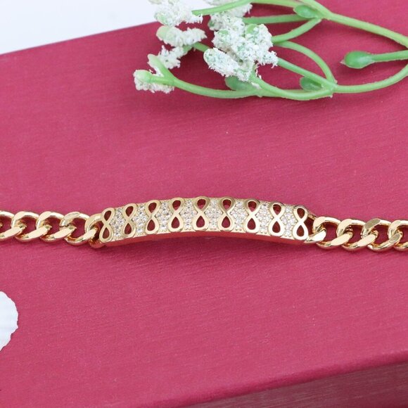 "Elegant Infinity Pattern Rose Gold Bracelet with Sparkling CZ Stones, XPBL0965 - Picture 12 of 12